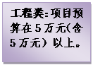 文本框: 工程类：项目预算在5万元（含5万元）以上。